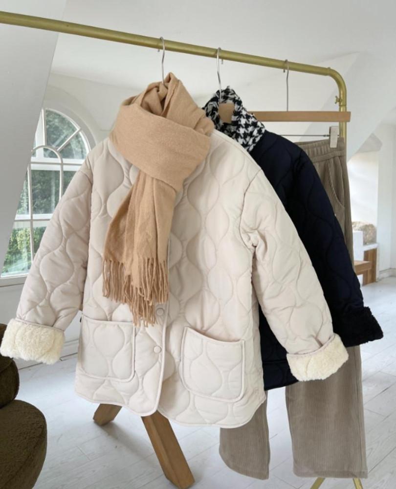 오버핏 퀼팅 누빔 패딩 점퍼 자켓 경량 양털 뽀글이 빅사이즈 깔깔이 루즈핏 겨울 후리스