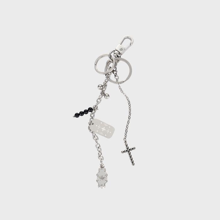 cross ball key ring-silver