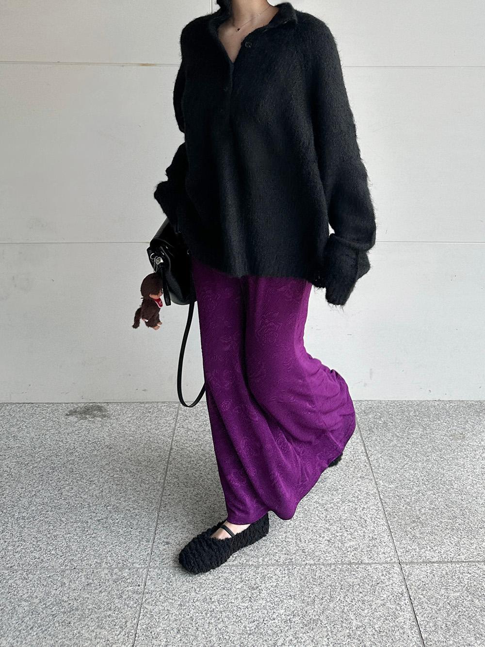 플라워 자가드 롱 스커트 (2color)