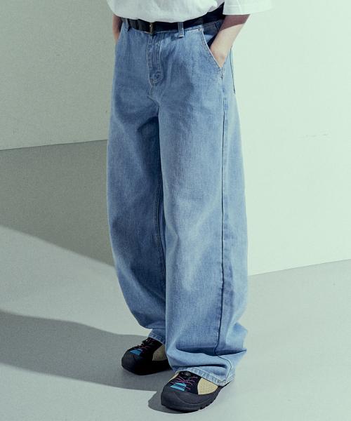 엔피스튜디오(NP STUDIO)  빈티지 샌드 워싱 와이드 데님 팬츠 연청 - 사이즈 & 후기 | 무신사