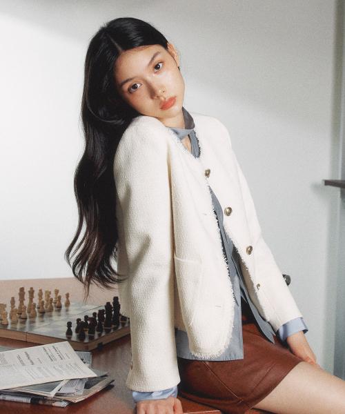 올데이자켓 칼라리스 트위드 자켓_RMJKF4TS99