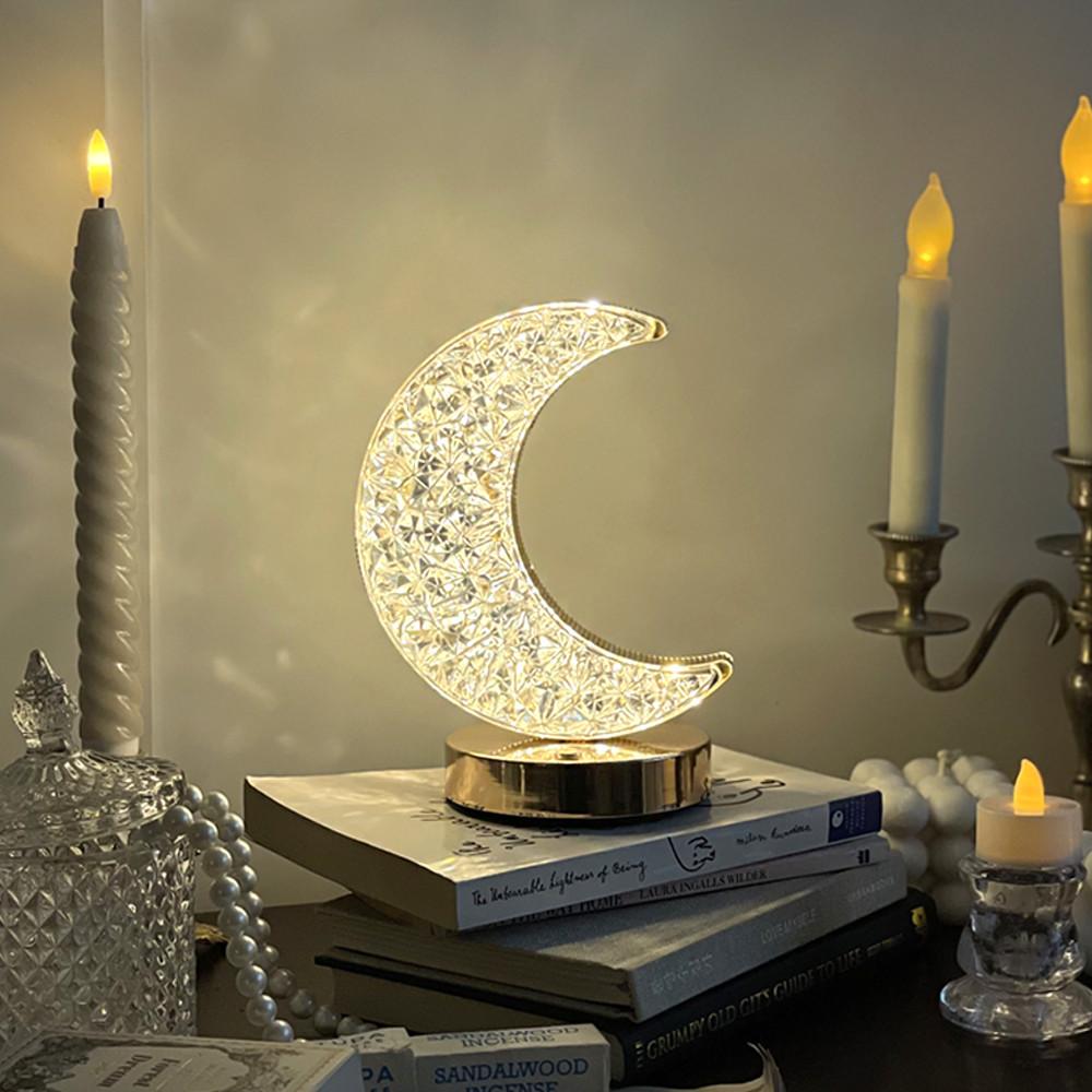 무선 LED 인테리어 조명 생일 집들이 선물 초승 달 크리스탈 무드등 LE-2002