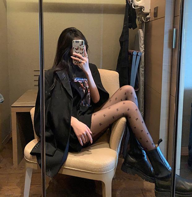 드레스코드에이치디 1+1 당일발송🚀 미니 리본 하트 클로버 도트 패턴 스타킹 블랙 화이트 스타킹 리본스타킹