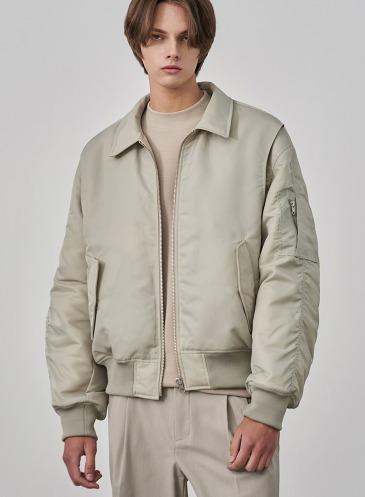 PLASHD PUCKERING MA-1 BOMBER JACKET [DUSTY CREAM]
