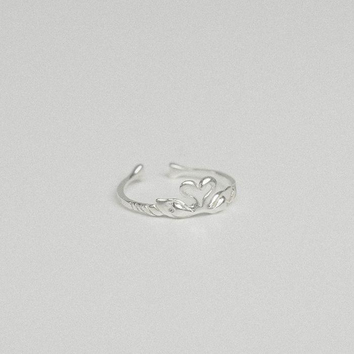 [SILVER] Kissing Swan Chain Ring