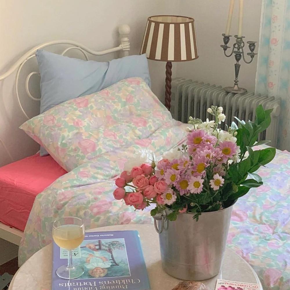 수심 Vintage Flower Bedding 빈티지 플라워 이불 침구 세트 커버 사계절
