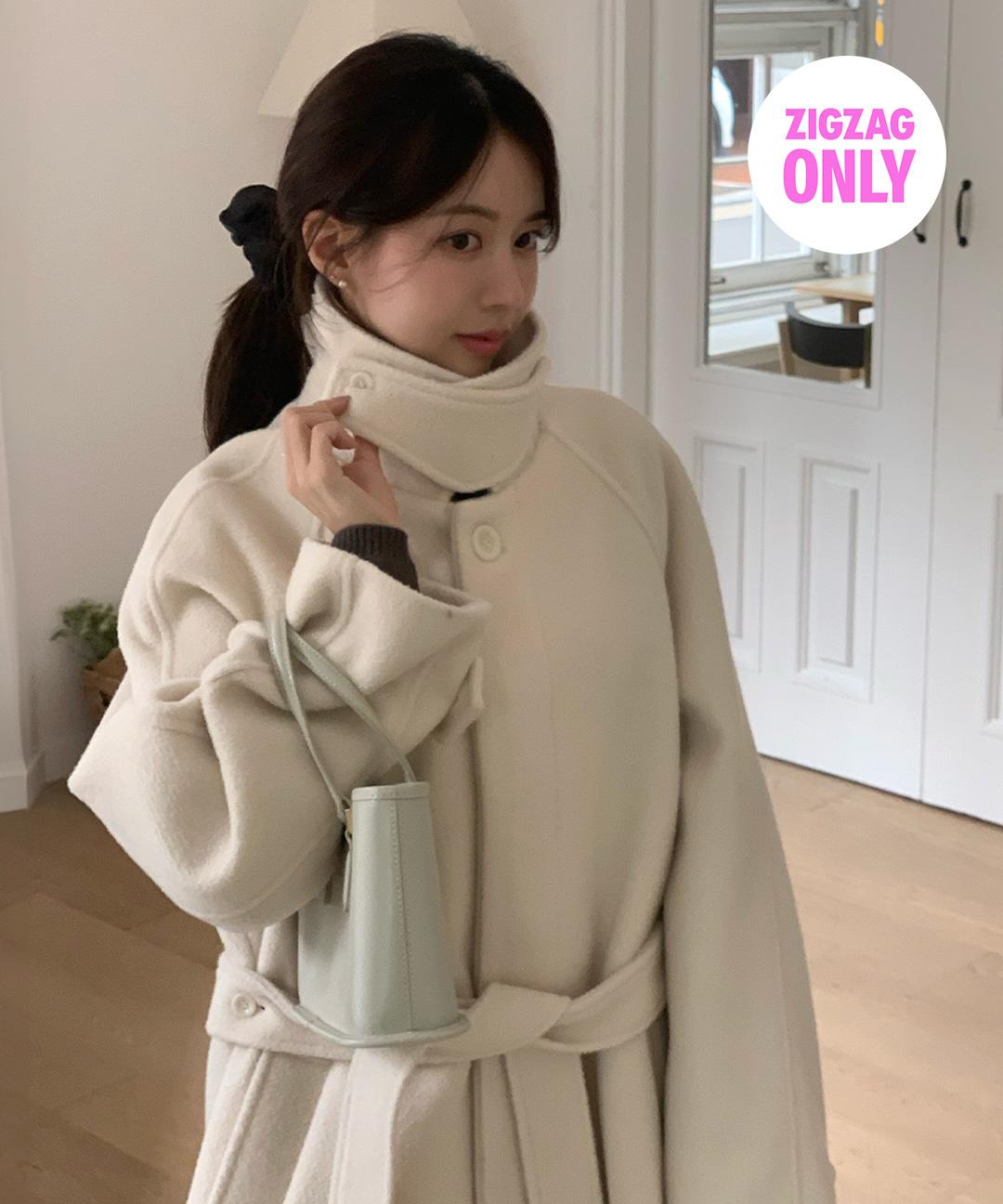 하네 [주미니 PICK][지그재그 단독] 파운드 울 하프 트렌치 코트_Cream