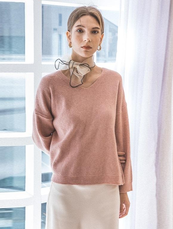 [15% 쿠폰]브이넥 립트 스웨터(CXALKE3)