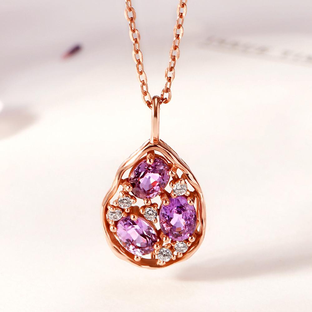 골드팡 14k 18k 프렌치바이올렛 천연 퍼플사파이어 목걸이