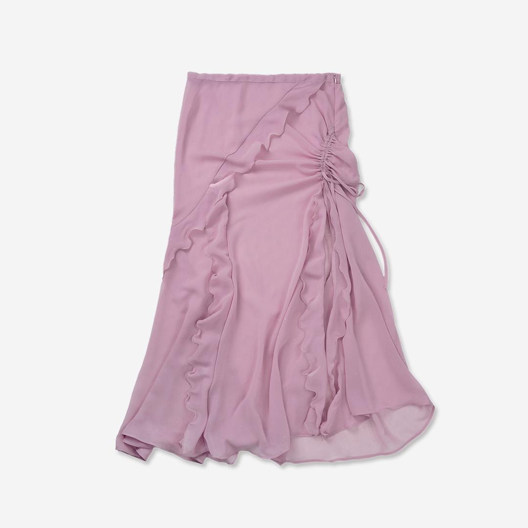 SILHOUETTE RUFFLE MAXI SKIRT [PINK]