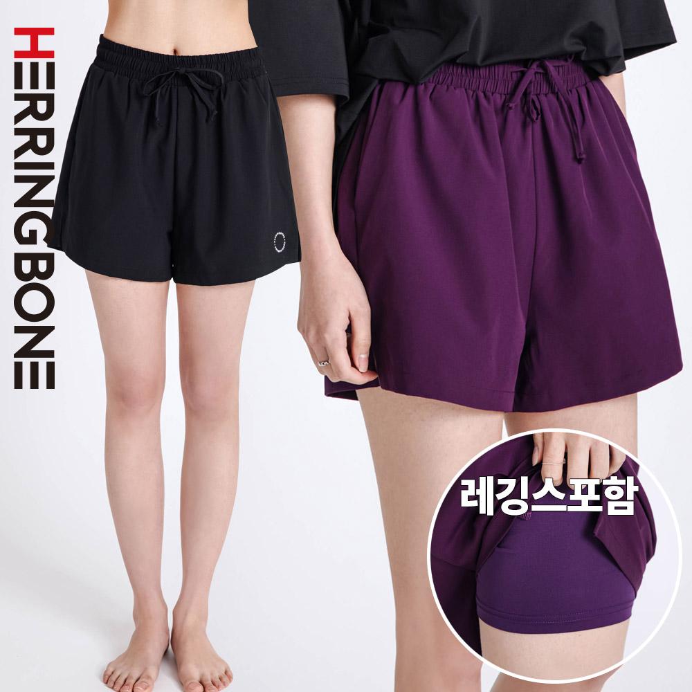 여성 래쉬가드 팬츠 빅사이즈 수영복 비치웨어 워터 일체형 투인원 숏 반바지 하의 AE306W