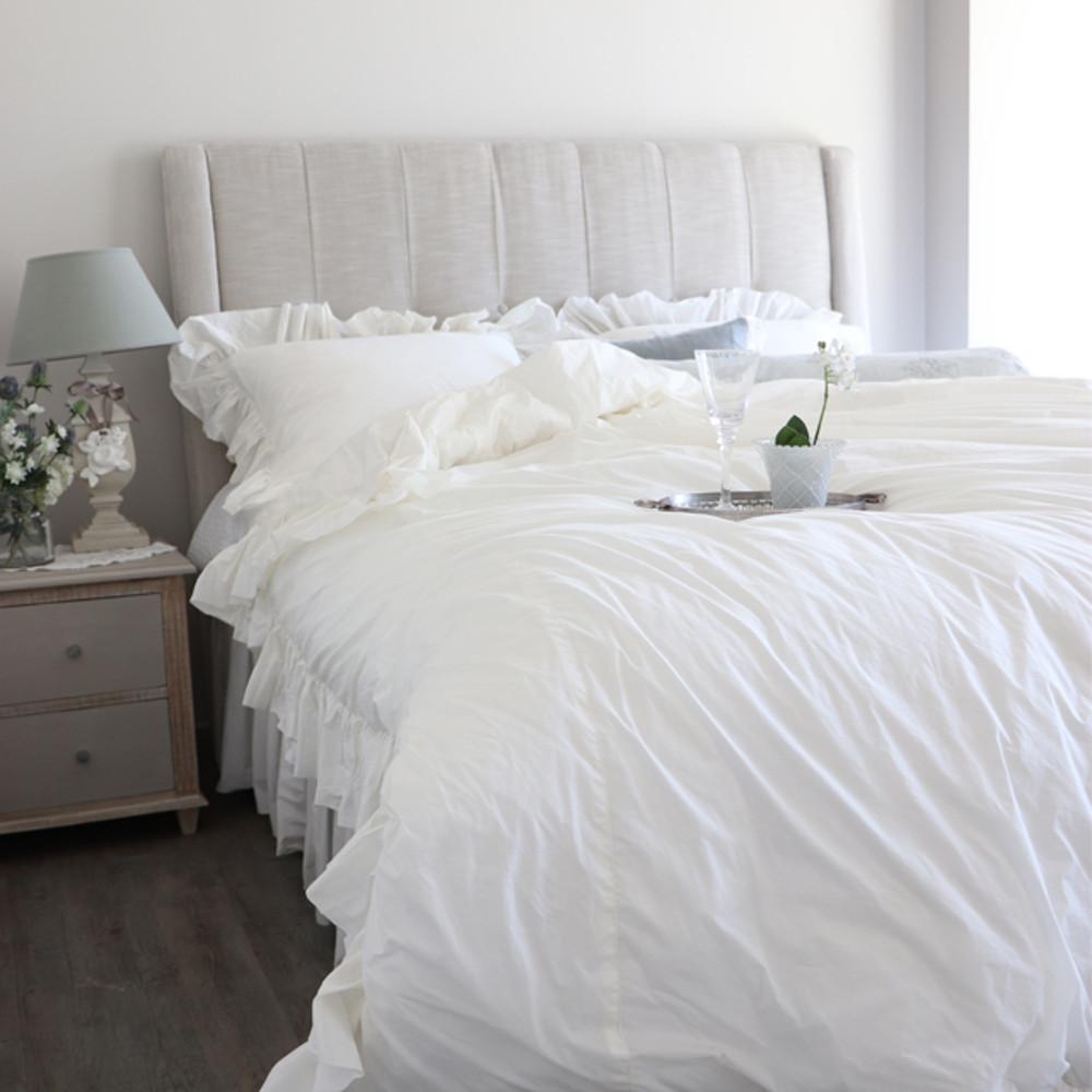 메종드파리 프릴베딩세트 보르도 (화이트), 코튼 듀벳 이불베개커버세트