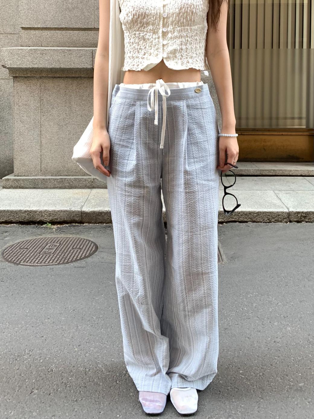 프릴리 DV. Pintuck Stripe Linen Pants