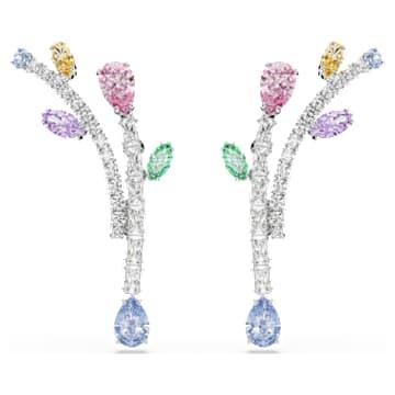 Ariana Grande x Swarovski drop earrings, Mixed cuts, Multicolored, Rhodium plated