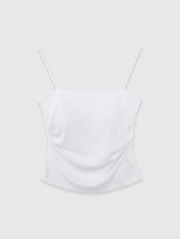 8th 예약주문 [ESSENTIAL] SHIRRING SLEEVELESS T (WHITE)