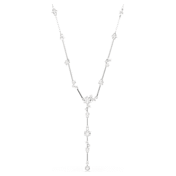 Constella Y 네크리스, 크리스털 펄, 라운드 컷, 화이트, 로듐 플래팅