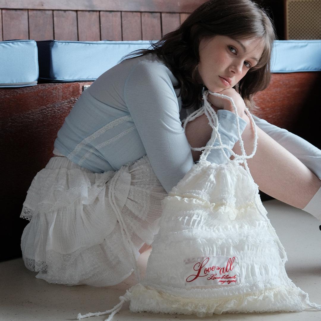 Lace string bag_white