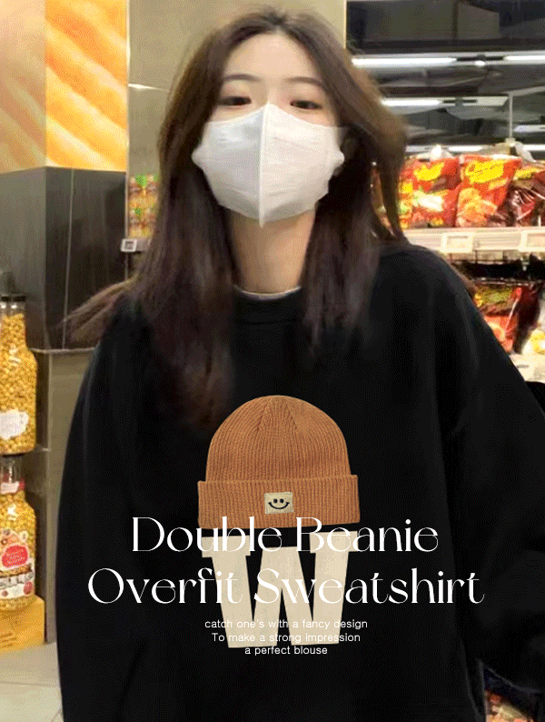 [일반ver 기모ver💖] 더블비니 오버핏 맨투맨_MTM5204 가을 겨울 래터링 나염 프린팅 루즈핏 기본 베이직 이지룩 배색 래글런 롱