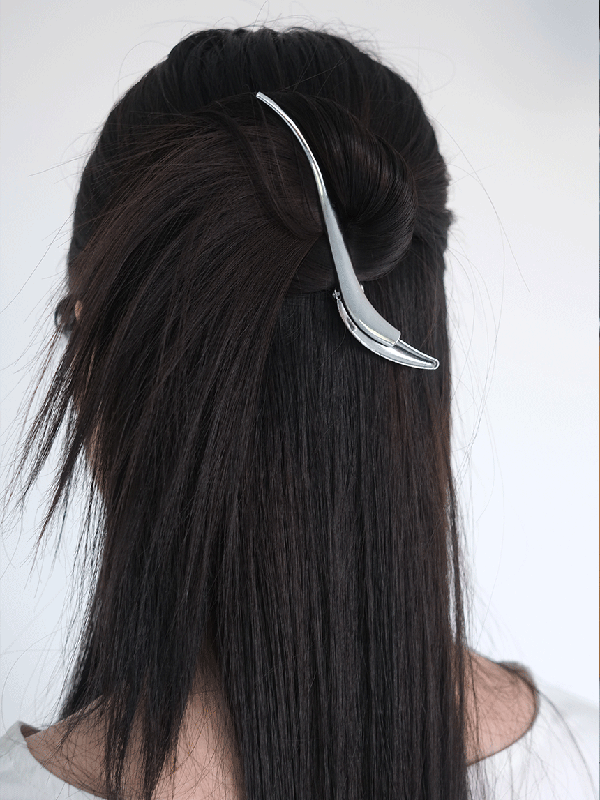 실버 웨이브 집게 헤어핀