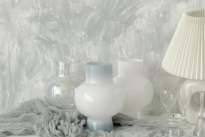 달항아리 밀크글라스 화병 유리 꽃병