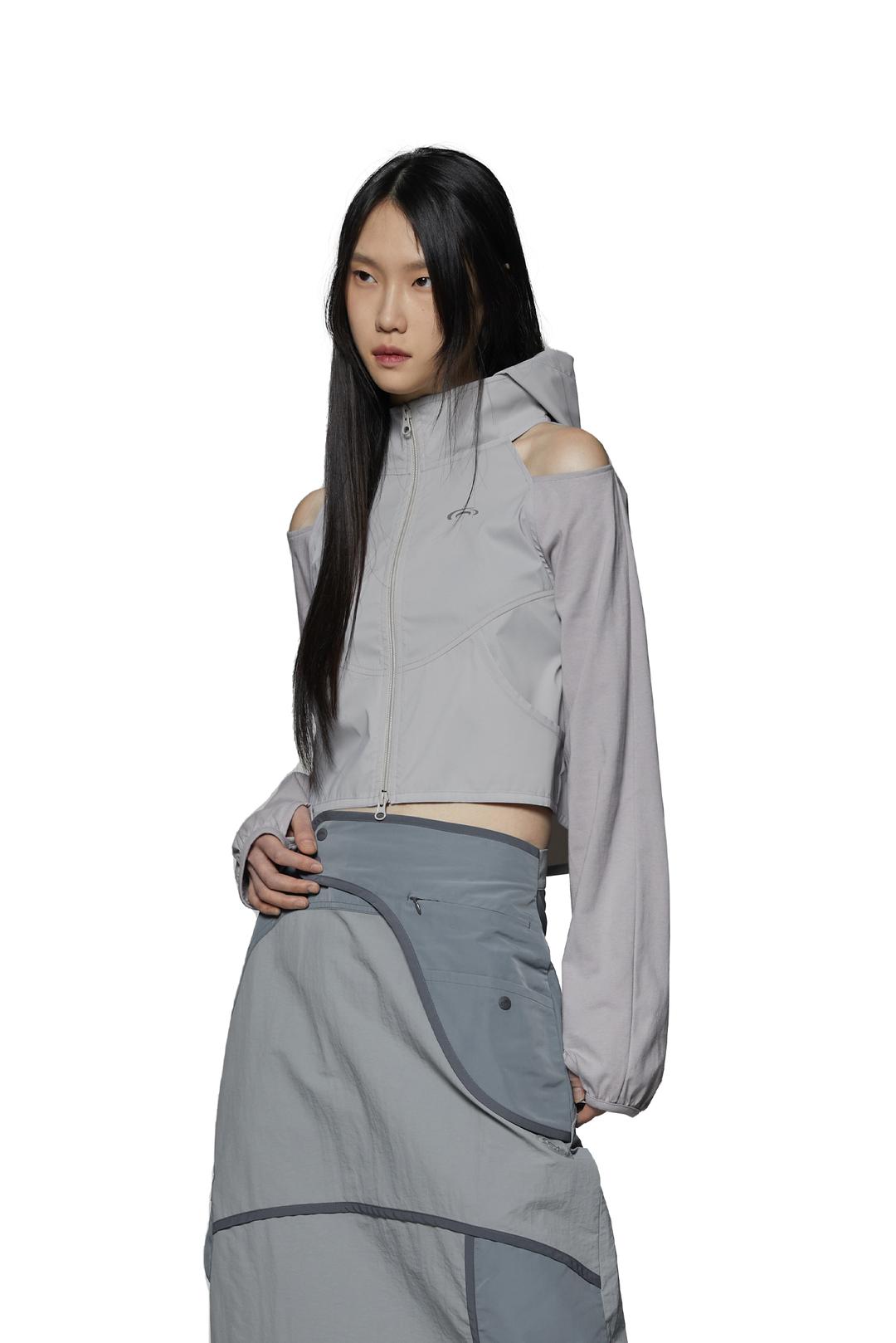 OFF-SHOULDER HOODED JACKET - LIGHT GRAY (3/27 발송)