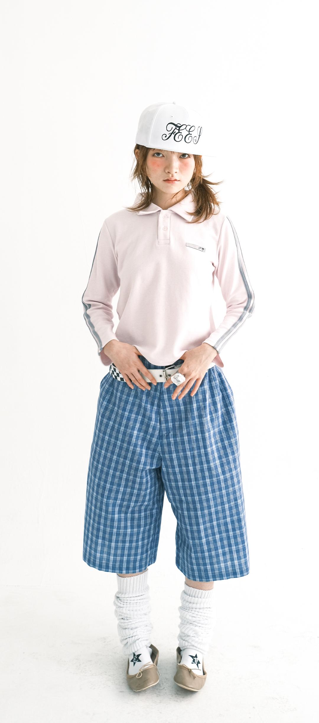 [F.E.E.S] snug track polo top (light pink)