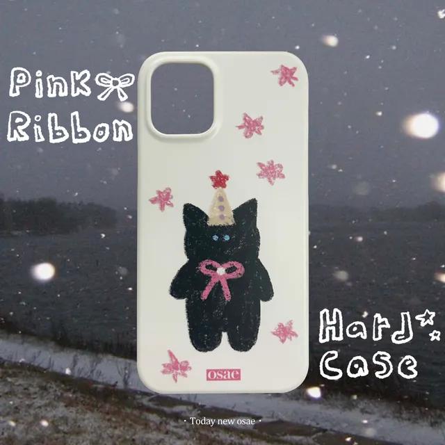 [osae] Pink Ribbon hard case 핑크 리본 고양이 하드 케이스