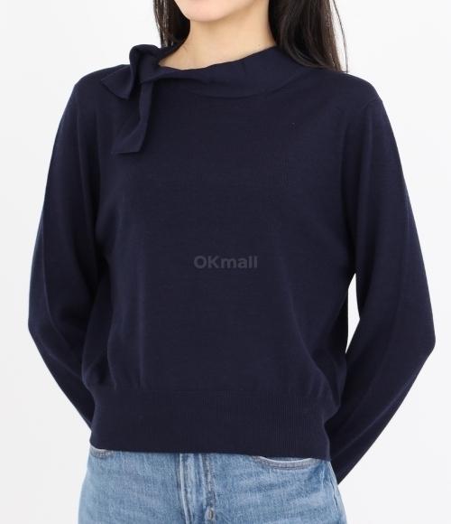 [Margaret Howell]SHORT TIE NECK JUMPER - NAVY (WOKN0497S24ILT NVY)