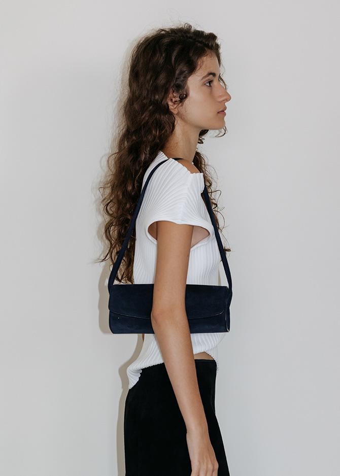 TWO SHOULDER SUEDE BAG [NAVY, BLACK]