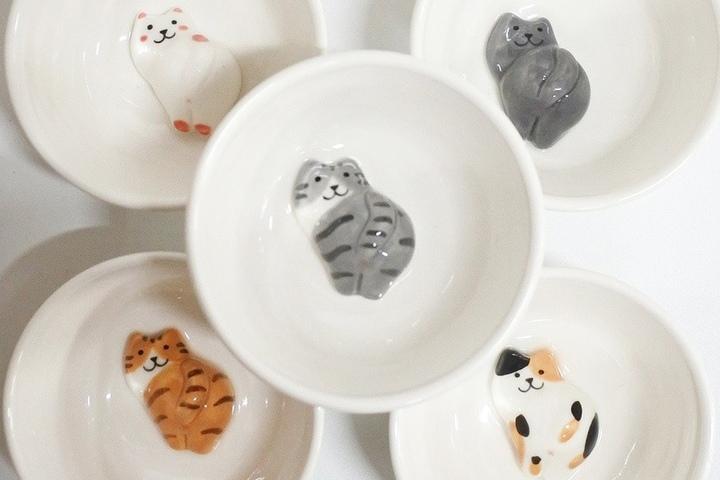 핸드메이드 고양이 도자기 술잔 (5type)