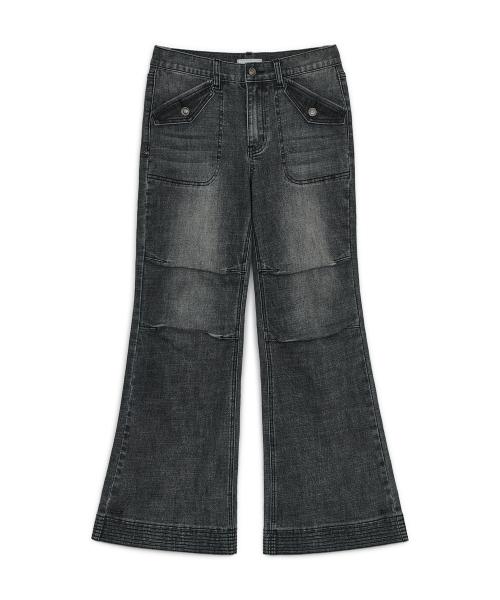 세미 부츠컷 데님 팬츠 (블랙 데님)