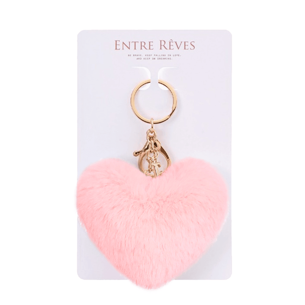 HEART FUR KEYRING PINK