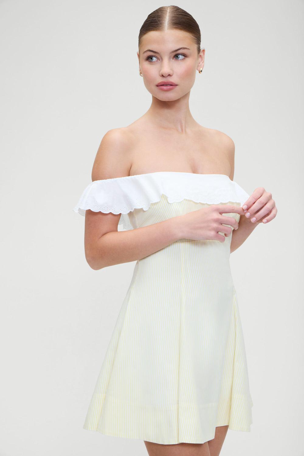 Lilah Striped Mini Dress - Daisy Stripe - Daisy Stripe / XS