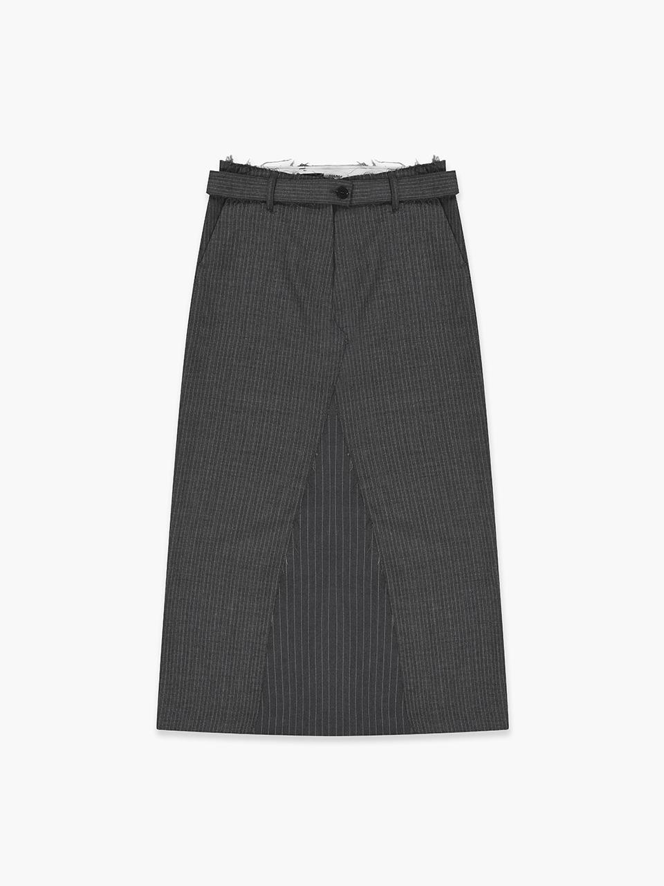 RE-BORN MAXI SKIRT_grey stripe