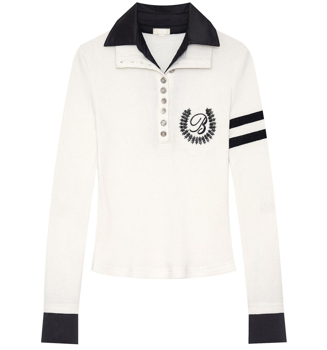 Beaded double collar top (White)