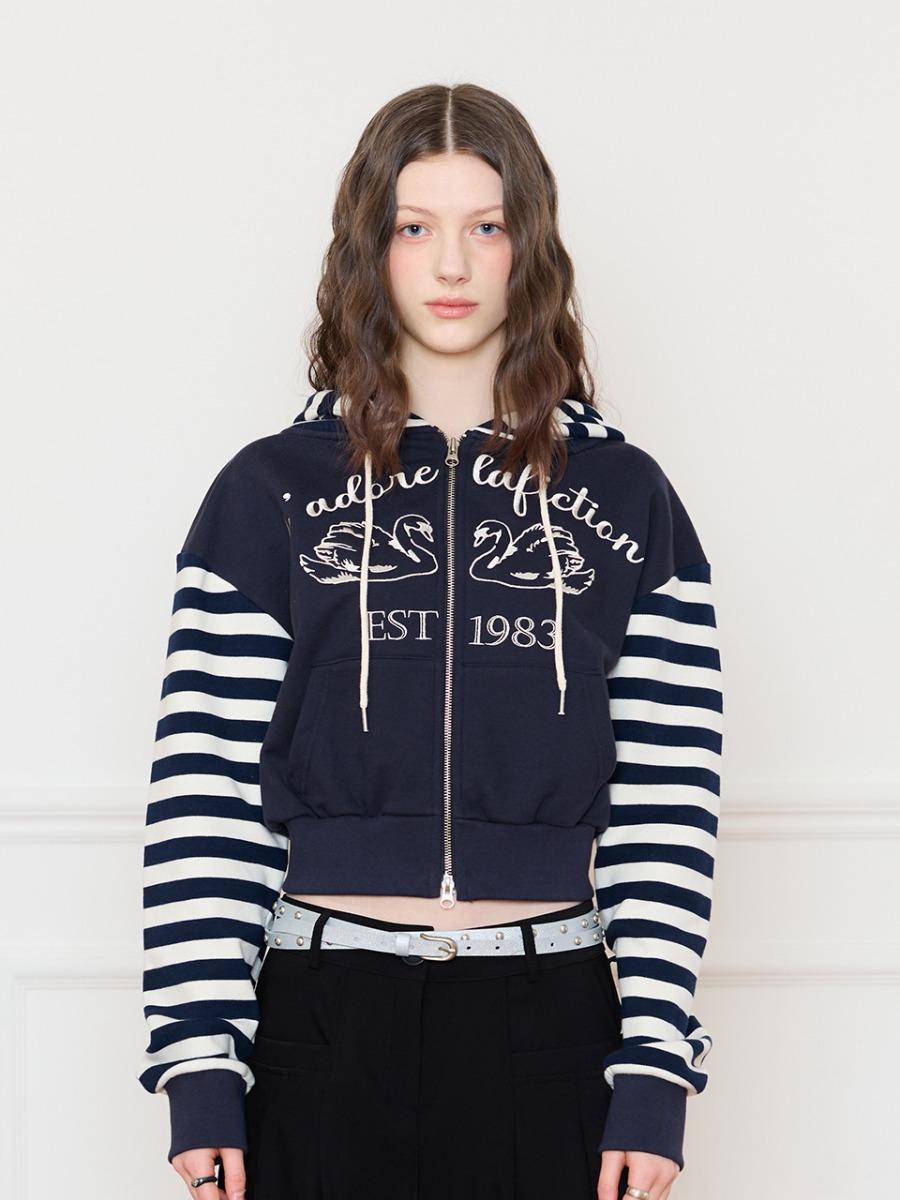 L16 SWAN HOOD ZIP-UP(NAVY)