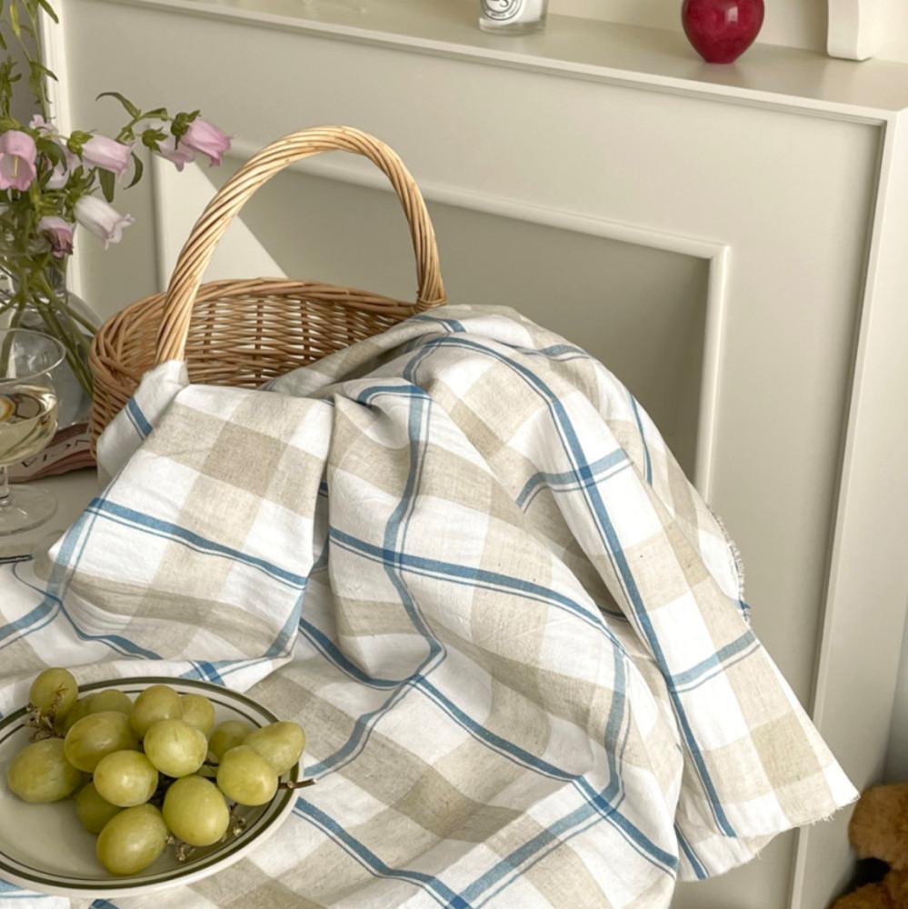 [체크앤플라워 시그니처] 프랑스 무드 프렌치 무드 린넨 ver.1 체크 원단