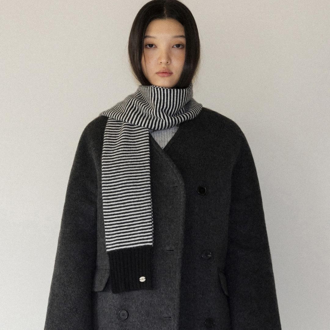 Cashmere knit muffler (black)