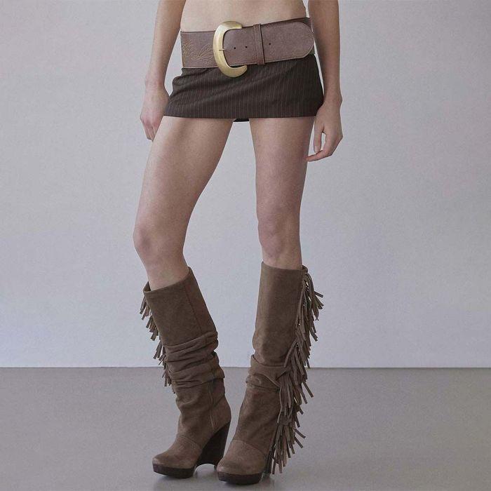 Good Girl Micro Skirt Brown Pinstripe