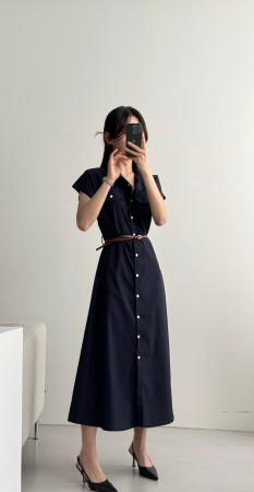 셔츠 카라 린넨 벨트세트 롱 맥시 여름 하객 휴양지원피스