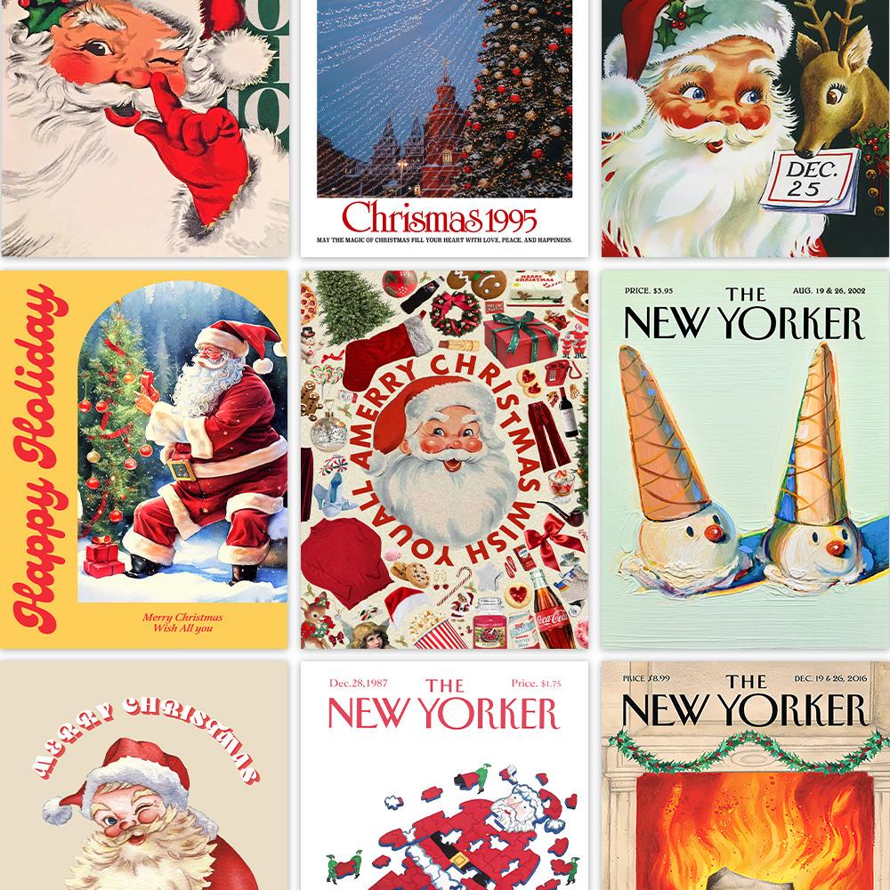 크리스마스 겨울 빈티지 성탄 인테리어 포스터 산타클로스 액자