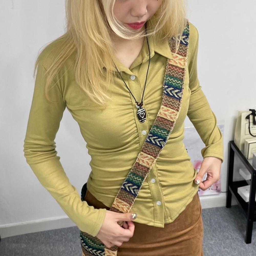 Shirring collar blouse shirt (4color)
