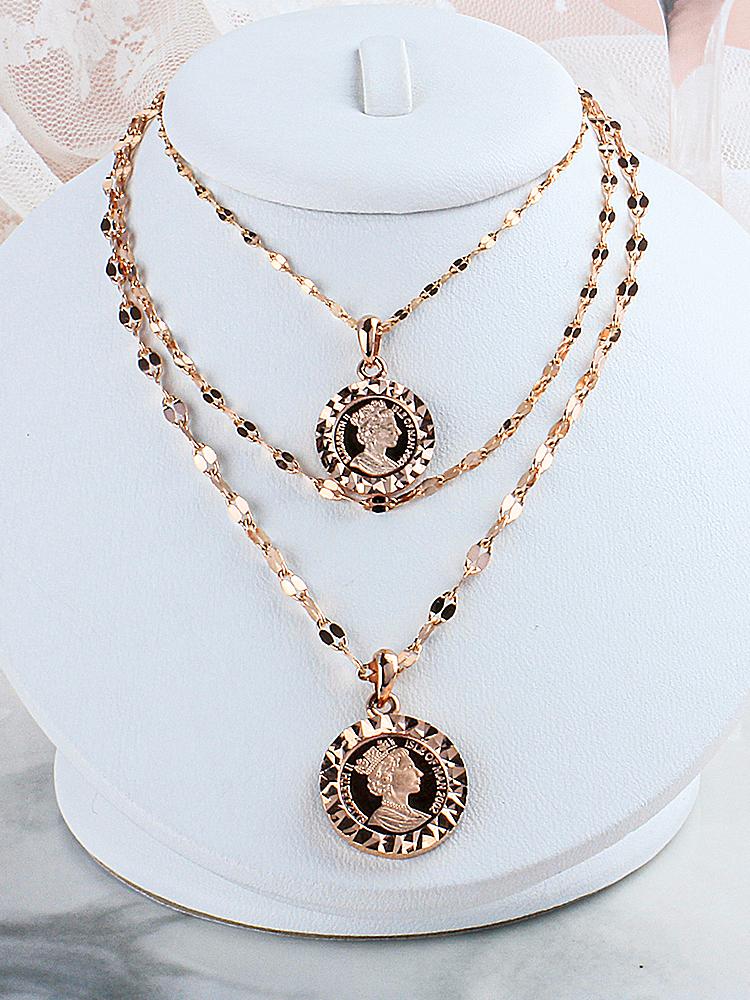 샤밍 엘리자베스 코인 목걸이 잠자리 체인 목걸이 세트 14K 18K 여자 친구 생일 선물