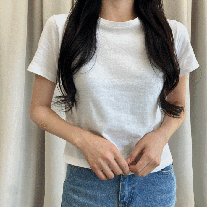 [누적5천장/데일리티셔츠] 파스텔 순면 하프크롭 반팔 티셔츠 10color