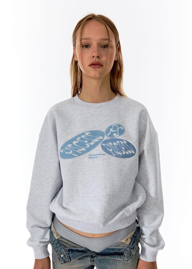 [파이시스] 파이시스 로고 크롭 스웻셔츠_멜란지그레이