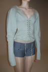 Layered Lace Up Blouse Pale Sage