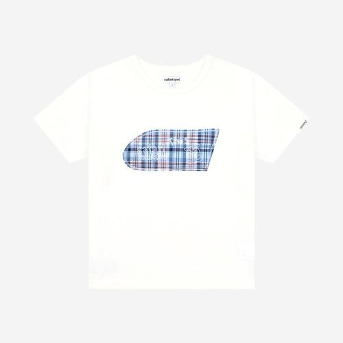 1/2 ROUX BASE SCHOOL EAT THE LAND CHECK TEE (WHITE/BLUE)