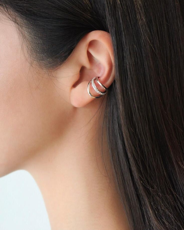3 BAND DIA EARCUFF - BRIGHT WHITE