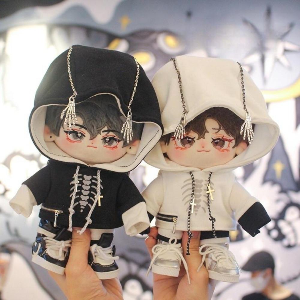 아이돌 인형 해골 나시 후드티 맨투맨 레더 반바지 옷 솜깅이 의상 SET 20cm