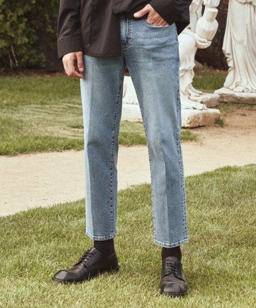 [피스워커x가먼트레이블]Garment Worker Tapered Crop Jeans / Tapered (Greyish Blue)